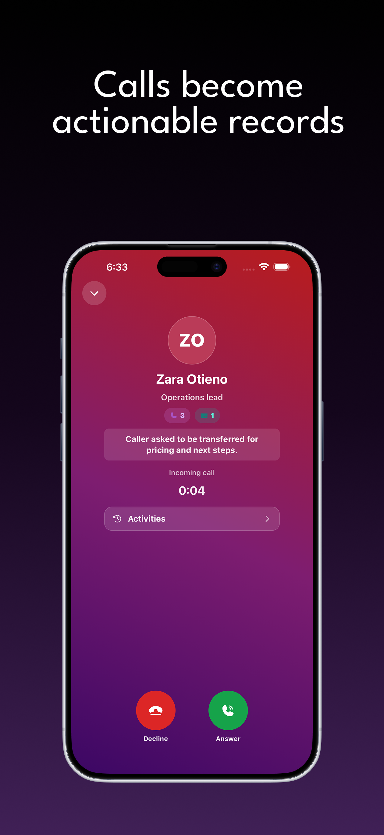 Incoming business call in Zweelie